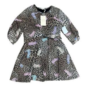 Hannah Banana Brown Animal Print Twist Front Fit and Flare Dress Girl 14